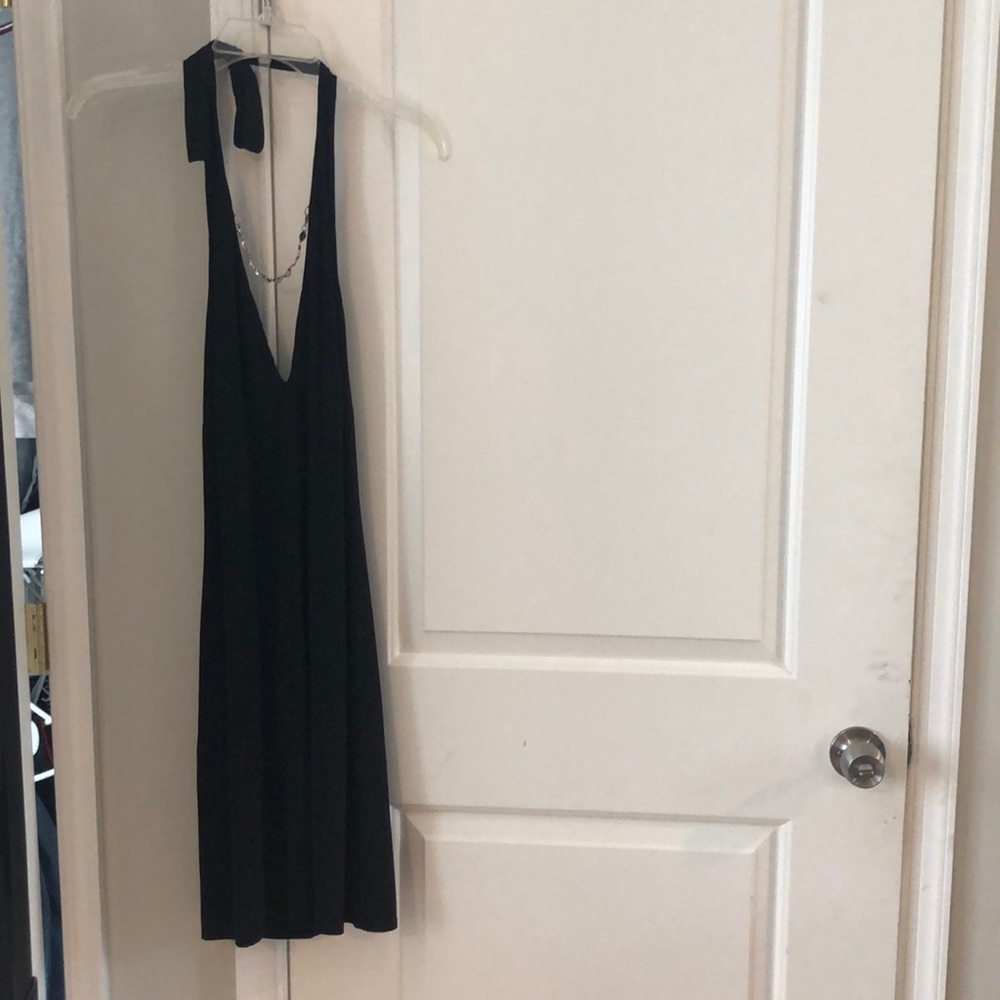 Black Versace halter cocktail dress